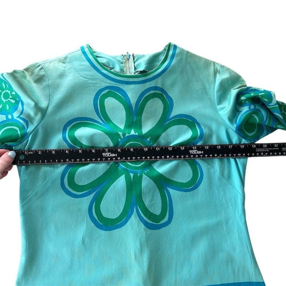 1960s Vera Neumann Dress Mod Psychedelic Floral Aqua Shift 10 for Lord & Taylor - Picture 12 of 16